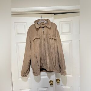 London Fog Mens Size XL Tan Pockets Zip Up Bomber Jacket Coat‎ Outdoor gorpcore